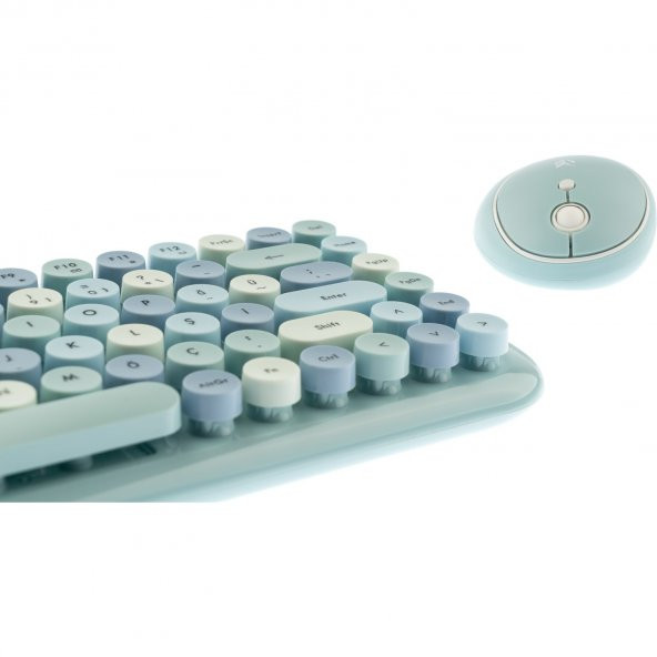 Hunter Series Azure Xt Retro Kablosuz Klavye ve Mouse Setı - 5