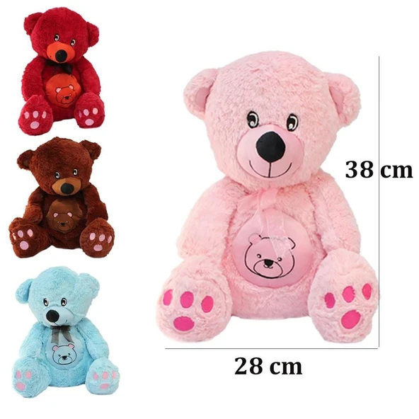 TOYZ DÜKKANIM Göbekli Oturan Peluş Ayı 38cm Kız Erkek Çocuk Oyuncak Eğitici Oyuncaklar - 2