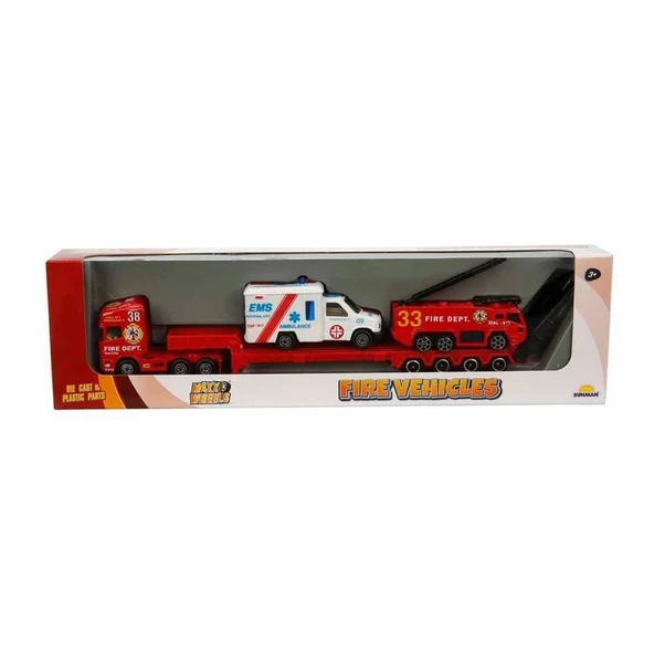 TOYZ DÜKKANIM Üçlü İtfaiye Araç Seti -1adet stokta olan gönderilir Kız Erkek Çocuk Oyuncak Eğitici Oyuncaklar - 3