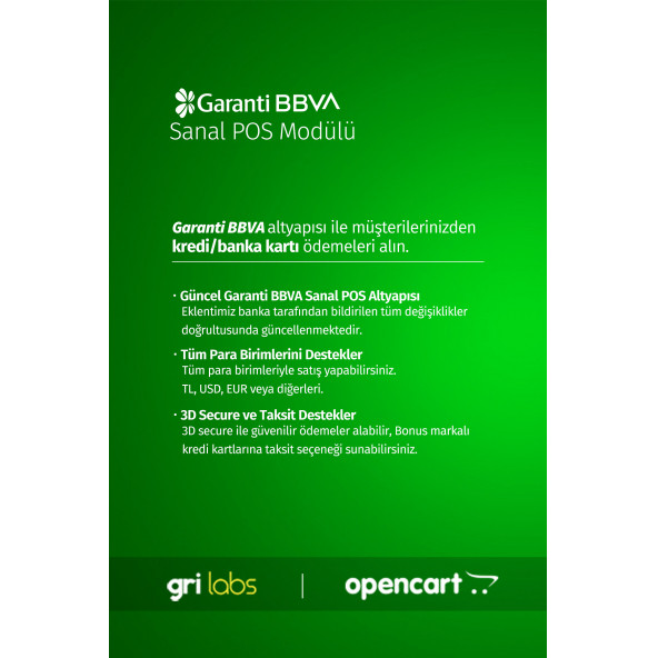 OpenCart - Garanti BBVA Bankası Sanal POS Modülü - 2
