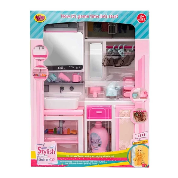 TOYZ DÜKKANIM Kutuda 2'li Lavabo Ütü Masası Seti Kız Erkek Çocuk Oyuncak Eğitici Oyuncaklar ürün görseli