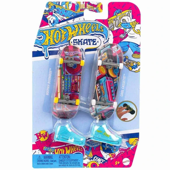 TOYZ DÜKKANIM HXL17 Hot Wheels Skate Retro Temalı İkili Parmak Kaykay ve Ayakkabı Paketi Kız Erkek Çocuk Oyuncak E ürün görseli 1