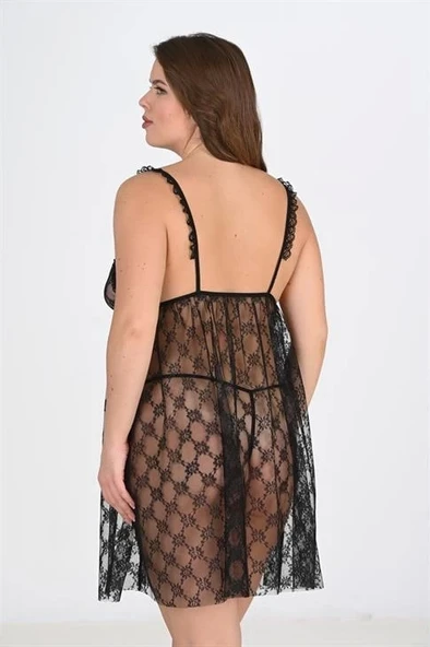 Arias Closet Büyük Beden Siyah Gecelik 3041 ürün görseli