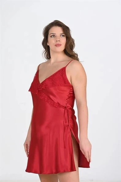 Arias Closet Büyük Beden Bordo Gecelik 2107 - Resim 2