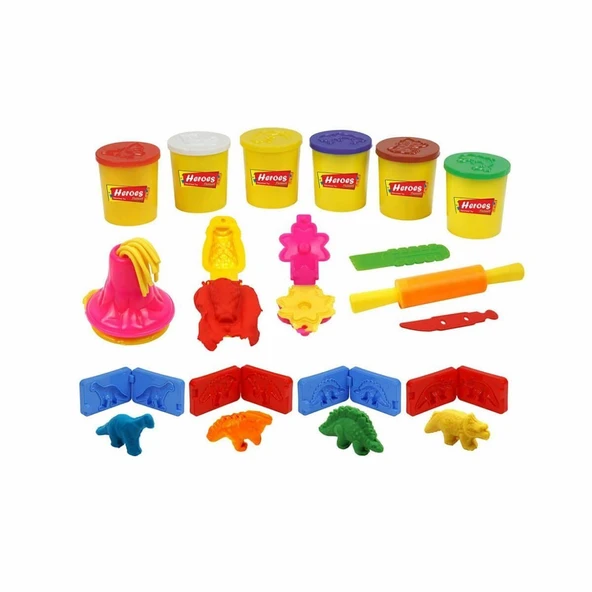 TOYZ DÜKKANIM ERN-568 Heroes 3D Dinazor Oyun Hamur Seti - Eren Oyuncak Kız Erkek Çocuk Oyuncak Eğitici Oyuncaklar - 2