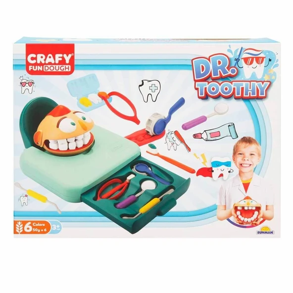 TOYZ DÜKKANIM 3455 Crafy Dr. Toothy Oyun Hamuru Seti 15 Parça Kız Erkek Çocuk Oyuncak Eğitici Oyuncaklar