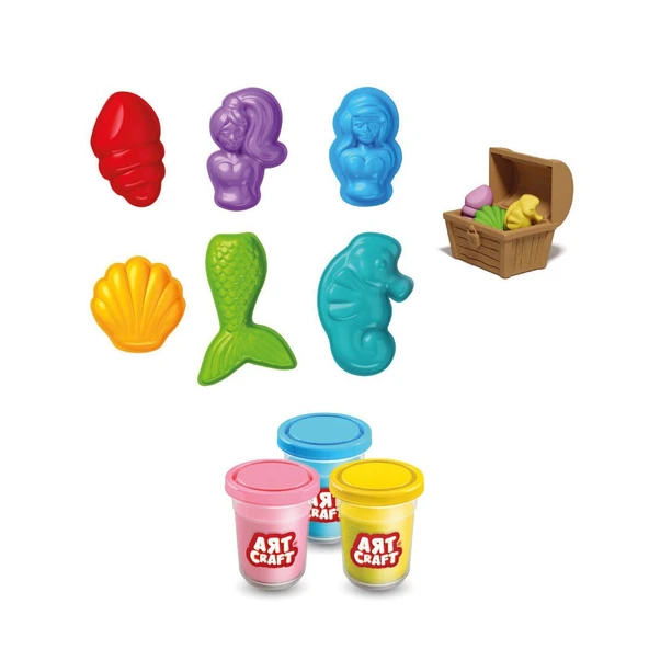 TOYZ DÜKKANIM 03994 Art Craft Deniz Kızı Hamur Set 168 Gr -Fentoys Kız Erkek Çocuk Oyuncak Eğitici Oyuncaklar - 2