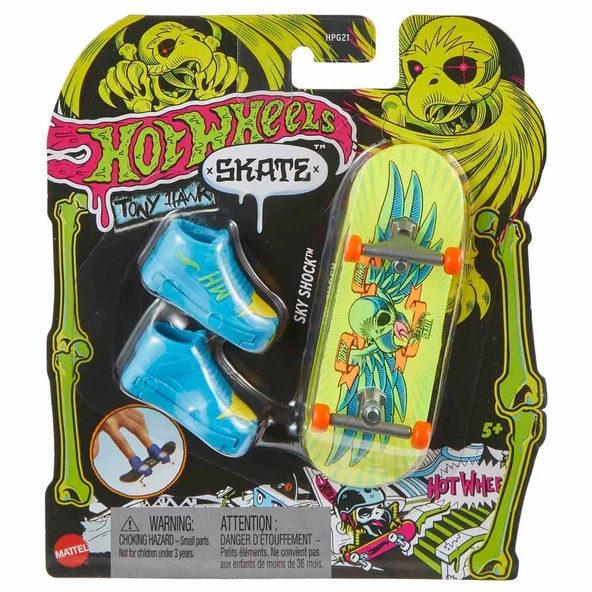 TOYZ DÜKKANIM HPG21 Hot Wheels Skate Neon Temalı Parmak Kaykay ve Ayakkabı Paketleri Kız Erkek Çocuk Oyuncak Eğiti - Resim 2