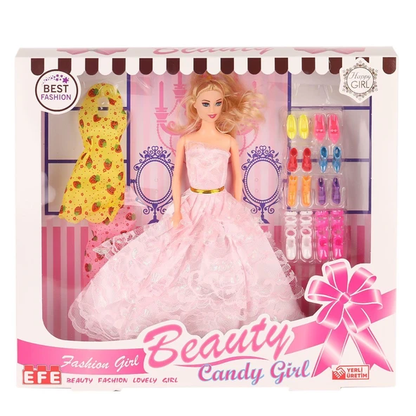 TOYZ DÜKKANIM 207 Ayakkabı Setli Candy Girl Bebek -Efe Toys Kız Erkek Çocuk Oyuncak Eğitici Oyuncaklar - Resim 2