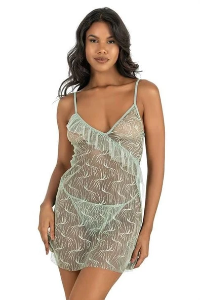 Amora Secret Su Yeşili Kısa Tül Gecelik 4221 ürün görseli