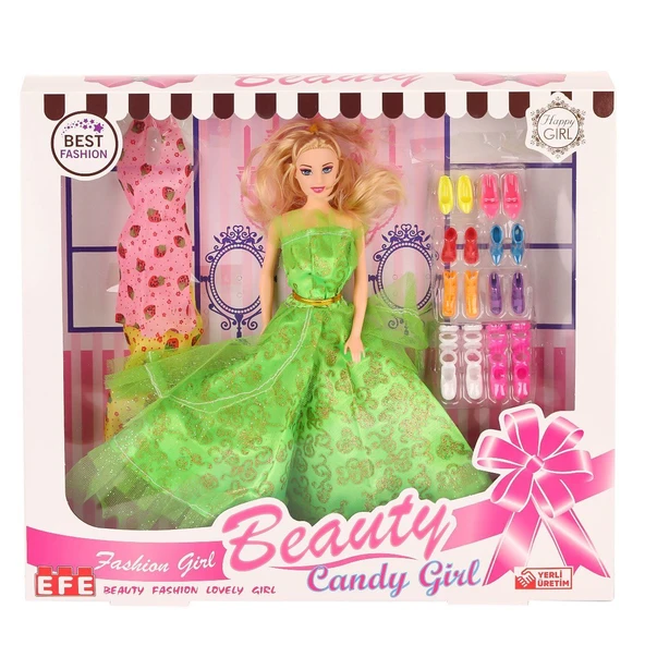 TOYZ DÜKKANIM 207 Ayakkabı Setli Candy Girl Bebek -Efe Toys Kız Erkek Çocuk Oyuncak Eğitici Oyuncaklar - Resim 3