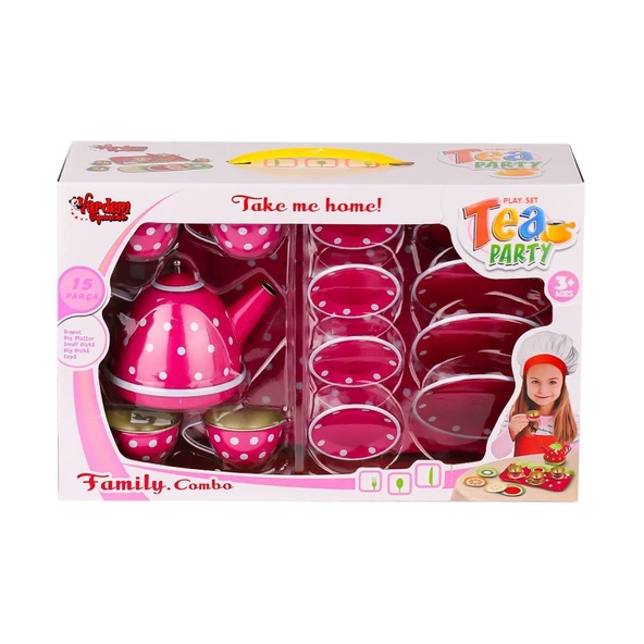 TOYZ DÜKKANIM ATF-2020B-2020C Puantiyeli Metal Çay Seti 15 Parça -Vardem Oyuncak Kız Erkek Çocuk Oyuncak Eğitici O - 2