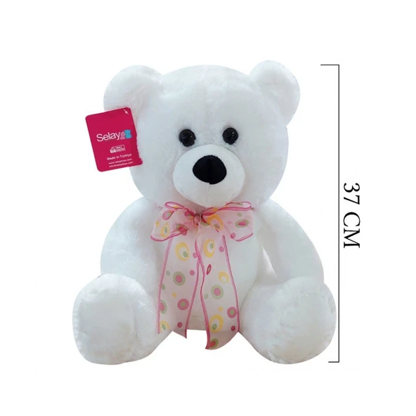 TOYZ DÜKKANIM 1178B Selay, Oturan Ayı 37cm Beyaz Kız Erkek Çocuk Oyuncak Eğitici Oyuncaklar ürün görseli