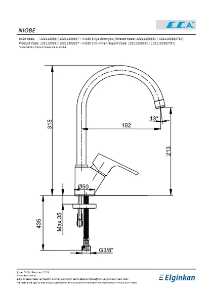 Eca Niobe Eviye Bataryası Kuğu Borulu - 2