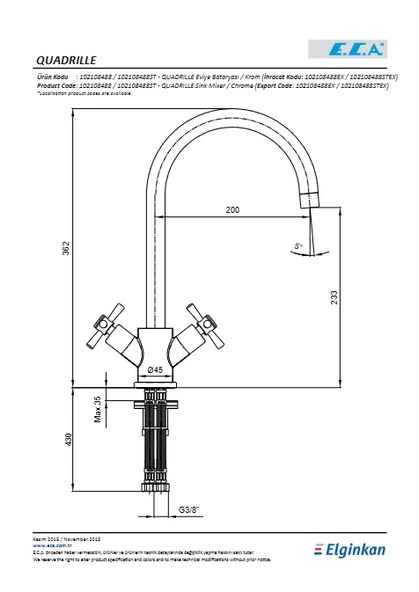 Eca Quadrille Eviye Bataryası Kuğu Borulu - 2