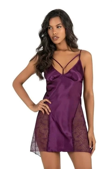 Arias Closet Mor Kısa Saten Gecelik 8233 ürün görseli