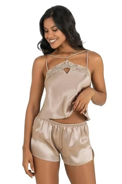 AmoraSecret AmoraSecret Taş Saten Şort Takımı - 1