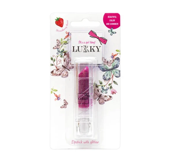 TOYZ DÜKKANIM Lukky Simli Ruj Lila Çilek Aromalı Kız Erkek Çocuk Oyuncak Eğitici Oyuncaklar