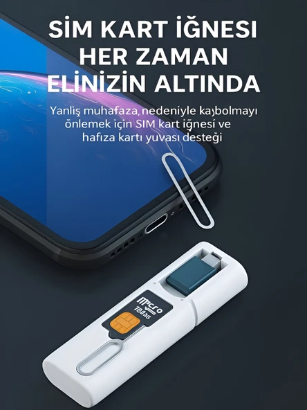 ÇELİKWORK F0H7 7 in1  Type-C, USB, Micro Lighting Port, Seyahat Seti İPhone, Android Uyumlu PC Çevirici - Resim 5