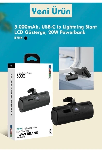 ÇELİKWORK Fp8 5000mah Lightning Iphone Uyumlu 20w Ultra Hızlı Şarj Taşınabilir Batarya Lcd Powerbank - 6