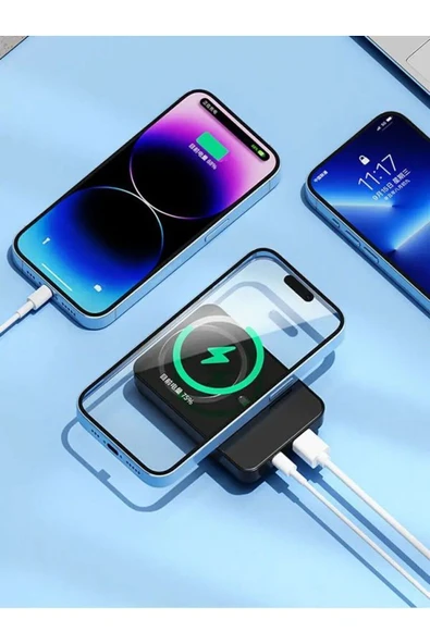 çelikwork inspiring technology 10000mh Kablolu 22.5w Iphone Magsafe 15w Elektronik Taşınabilir Batarya Powerbank Telefon Şarj Aleti - Resim 2