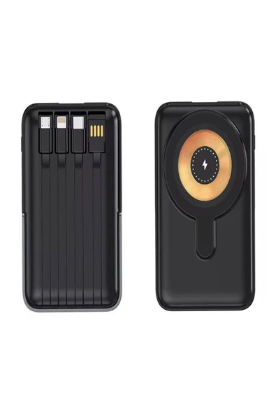 ÇELİKWORK PW-122 10000mAh 15W Kablosuz Kablolu LCD 22.5W Mikro Lightning Type-C Kablolu Powerbank - 6
