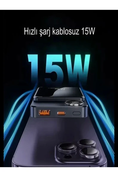 çelikwork inspiring technology 10000mah Magsafe Kablosuz 15w, Usb 22.5w, Type-c Pd Hızlı Şarj Özellikli Taşınabilir Powerbank - 4