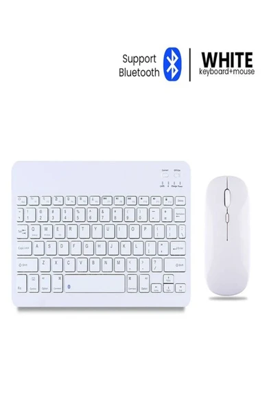 DEANB Bkb011 Mini 24x15cm Kablosuz Bluetooth Klavye & Mouse Seti - Universal Uyumlu, Taşınabilir Ve Şarjlı - 1