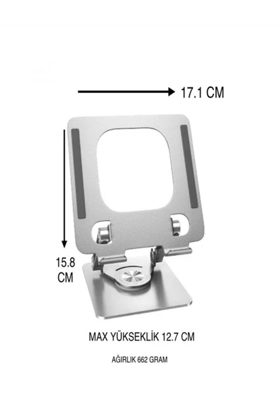 DEANB B31 Alüminyum Alaşım Katlanabilir  4.7-12 inç 360° Dönen Apple Uyumlu Tablet Telefon iPad Ofis Stand - 2