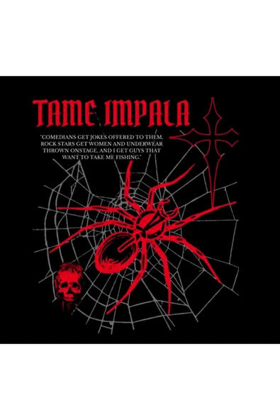 Tame Impala Müzik Grubu Baskılı Unisex %100 Pamuk Siyah T-shirt - 2