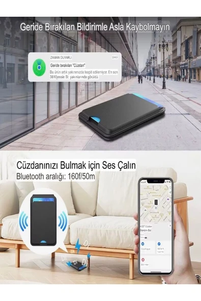 DEANB Apple Find My Uyumlu Gerçek Deri Magsafe Cüzdan – Mfi Lisanslı Akıllı Takip Özellikli Kartlık Unisex - 3