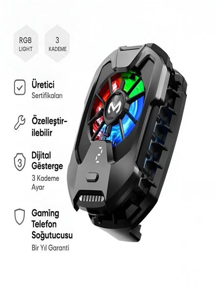 DEANB Dla008 Rgb Işıklı Mobil Cep Telefon Radyatör Fanı Youtube Canlı Yayın Tiktok Gamer Soğutucu ürün görseli 1