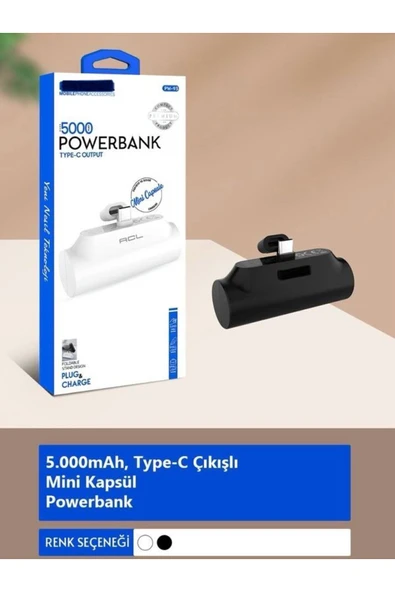 ÇELİKWORK Pwq93 5000mah Elektronik Siyah Taşınabilir Type-c Batarya Powerbank Telefon Mini Şarj Aleti - 7