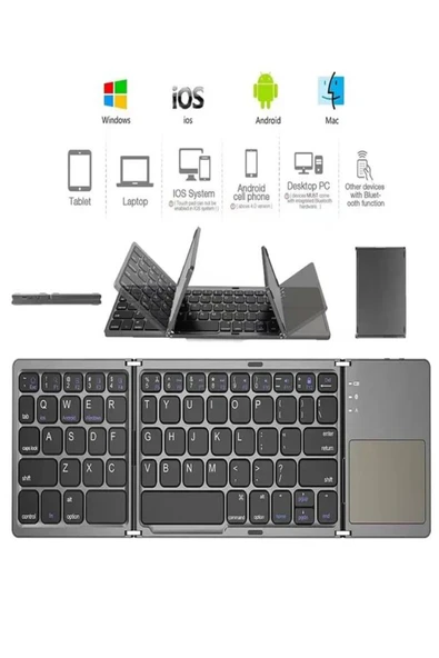 DEANB Şarjlı Touchpad Kablosuz Bluetooth Titanyum Katlanabilir Dokunmatik Klavye Tablet - Telefon - 7