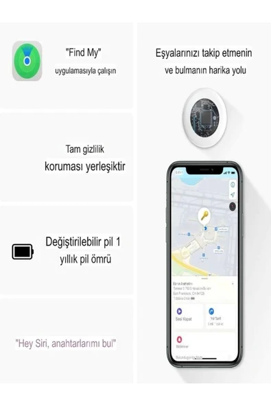 DEANB Find My Mfi Sertifika Kablosuz Akıllı Takip Cihazı Iphone Uyumlu Anahtarlık Özellikli Airtag - 7