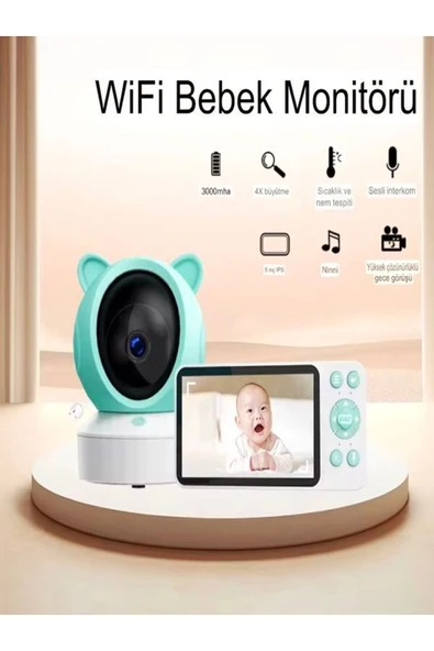 DEANB Monitörlü Tuya WiFi Bebek Kamerası 1080p Gece Görüşlü İNTERKOM Sesli Görüntülü Kablosuz IP Kamera - 5