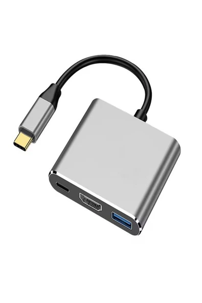 çelikwork inspiring technology FH007 3in 1 USB-C Hub USB 3.0, PD 100W Type-C, 4K/30Hz Ultra HDM & USB Çevirici Çoklayıcı Ofis ürün görseli 1