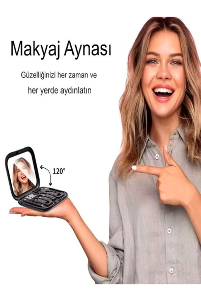çelikwork inspiring technology Aynalı, Standlı 8-in-1 Çok Işlevli Seyahat Seti - Type-c, Usb, Micro, Lightning Port Çevirici - 4