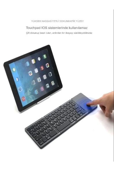DEANB Şarjlı Touchpad Kablosuz Bluetooth Titanyum Katlanabilir Dokunmatik Klavye Tablet - Telefon - 5