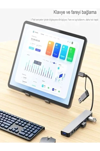 DEANB 8in2 Alüminyum 4xUSB 1xType-C 3.5mm Jak TF/SD USB HUB Çoklayıcı Telefon Macbook Çevirici - 5
