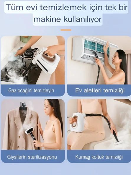DEANB Dn622 9in1 1350w 3m Kablo Buharlı Temizleme Makinesi 550ml Su Tankı 120 Ev, Mutfak, Ofis, Araç Otel - Resim 3