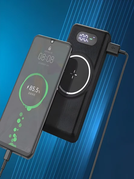 ÇELİKWORK 10000mAh PD Kablolu 22.5W Kablosuz Wireless 15W Dahili USB Micro TYPE-C iPhone Powerbank - Resim 7