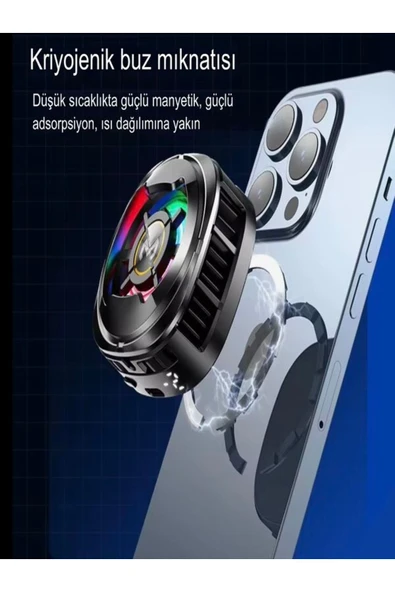 DEANB CX6 Sıcaklık Göstergeli Güçlü Manyetik Cep Telefonu Soğutma Fanı Radyatör Soğutucu Pubg - 4