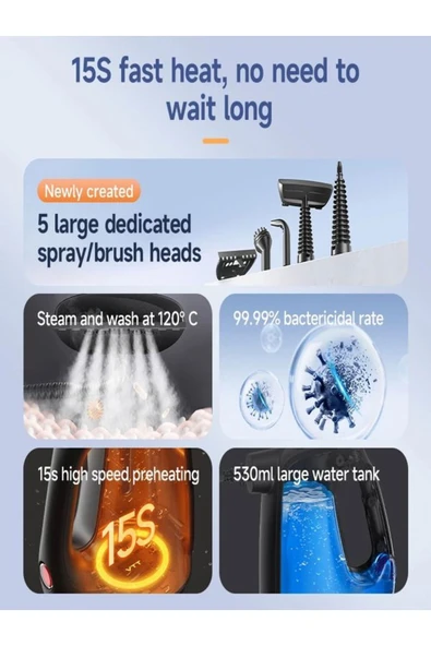 DEANB Whl622 9in1 1350w Buharlı Temizleme Makinesi 550ml Su Tankı 3m 120° Ev Mutfak Ofis Araç Ve Otel Için - 2