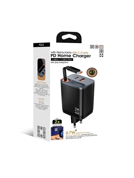 DEANB Pd 67w 1xusb 1xtype-c Girişli 2x Fast Hızlı Şarj Cihazı Adaptörü Universal Çoklayıcı - Resim 6