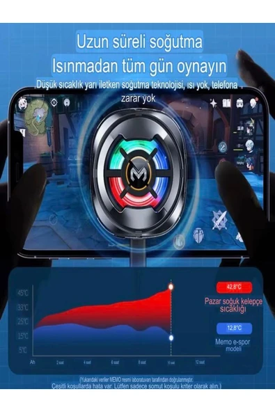 DEANB CX6 Sıcaklık Göstergeli Güçlü Manyetik Cep Telefonu Soğutma Fanı Radyatör Soğutucu Pubg - 3