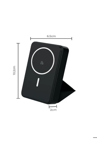 ÇELİKWORK 10000mAh 20W Wireless MAGSAFE Lüx Deri Stand Kablosuz Taşınabilir Batarya Li-iyon POWERBANK - 7
