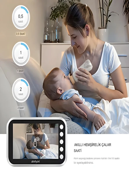 DEANB Full HD Bebek Kamerası 2.4 GHz Wireless 360 Dönen PTZ Gece Görüş Monitörlü Interkom Özellikli - Resim 5