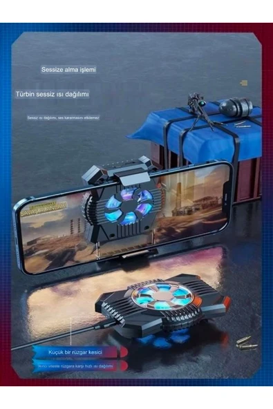 DEANB 400mah Taşınabilir Led Işıklı Şarjlı Sessiz Cep Telefonu Soğutma Fanı Kablosuz Radyatör Soğutucu - Resim 4