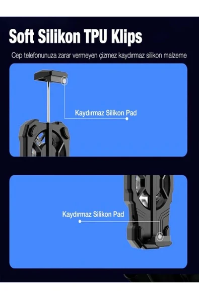 DEANB 400mah Taşınabilir Led Işıklı Şarjlı Sessiz Cep Telefonu Soğutma Fanı Kablosuz Radyatör Soğutucu - Resim 7